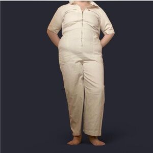 Hunter & Brown Beige Zip-Up Jumpsuit